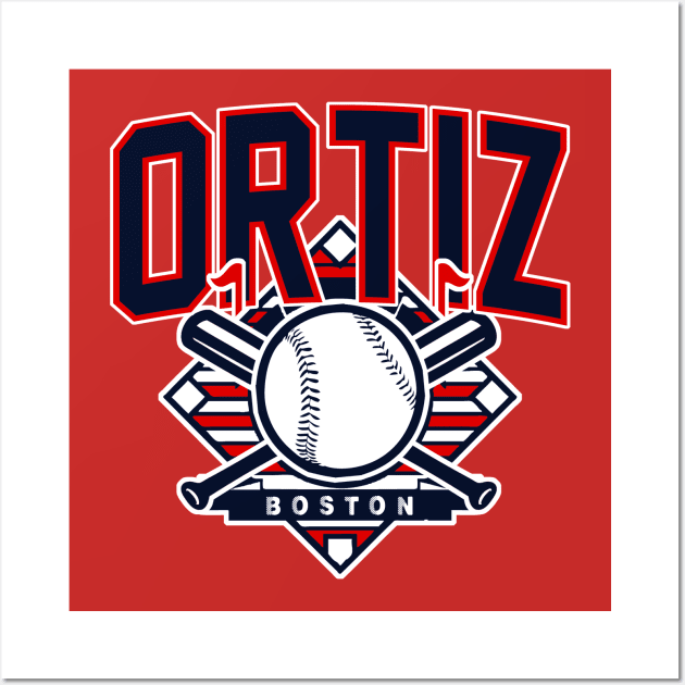 Vintage Boston Baseball Ortiz Wall Art by funandgames